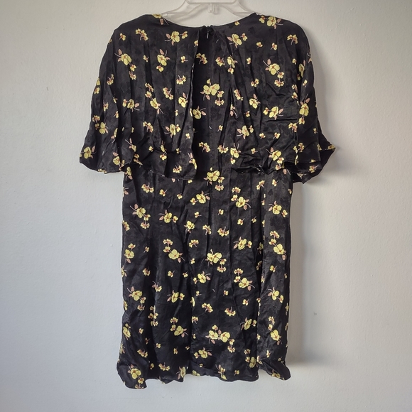 NEW Zara L black floral mini dress ruffle - Picture 4 of 6